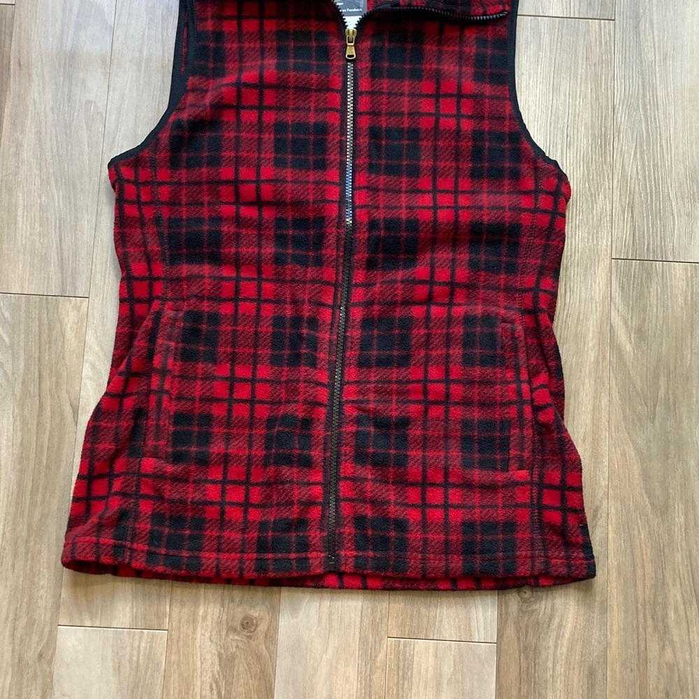 Chaps vest fleece checkered plaid print zip front vest with pockets S - Picture 5 of 17